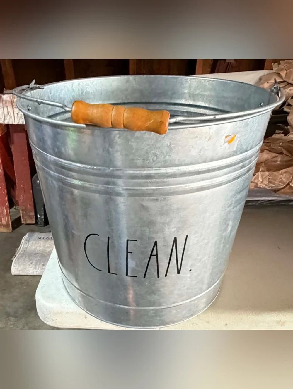 NWT Rae Dunn “CLEAN” Tapered Circular Metal Mop Bucket
